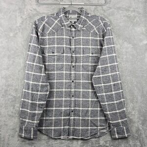 Lucky Brand Shirt Flannel Mens Medium Gray Stretch‎ Pearl Snap Western NWT